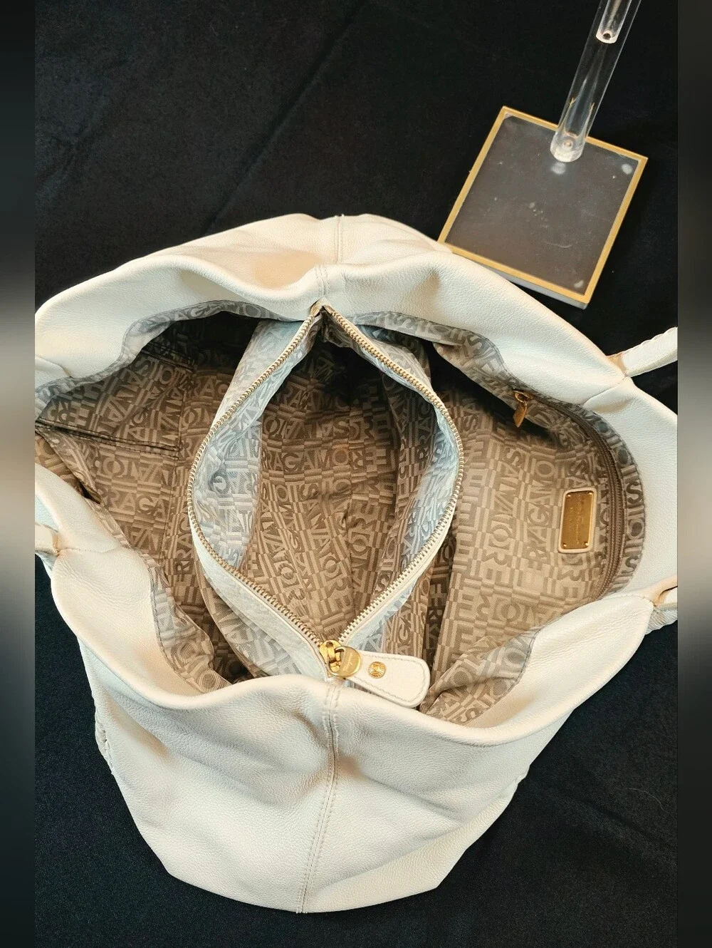 Salvatore Ferragamo White Leather Tote Bag. Comes with COA